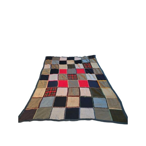 Vintage Handmade Patchwork Throw Blanket Reading Blanket Grannycore - Picture 1 of 12